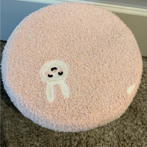 Pink Bunny Accent Ottoman Stool with Wooden Legs - Picture 2 of 8